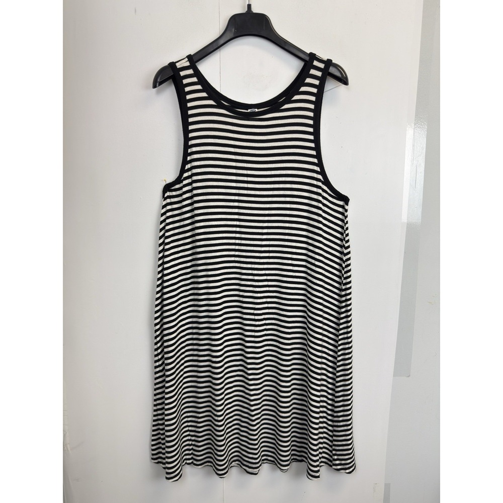 Old Navy Women's XL‎ Tank Dress Black and White Striped Sleeveless Jersey Knit